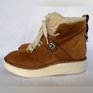 COACH Urban Hiker Suede & Shearling Brown Ankle Boots - EUC - Size 7.5